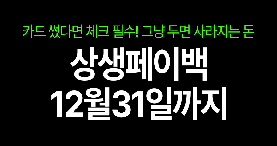 쓴 돈 일부 돌려준다? 상생페이백, 12월 31일까지
